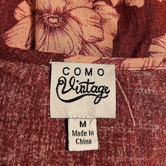 COMO Vintage, Kimono Bishop Sleeves, 5-Way Button Front Top, Multi, Medium - Picture 5 of 6